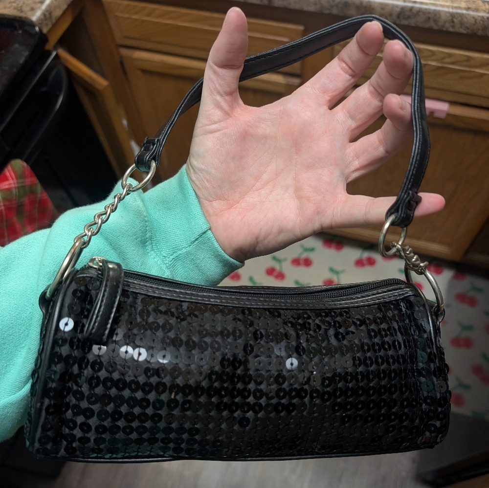 3/$15 Vintage Y2k Elegant Black Sequin Women's Bag